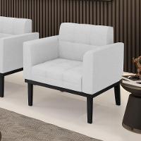 Poltrona Base De Madeira Fixa Preto Elisa Linho D03 - D'rossi Cor A05 Cinza - 6