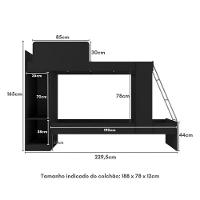 Beliche Com Armário 1 Porta Para Colchão 78x188cm Cocada Multimóveis Bb4008 Preto Preto - 2