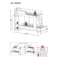 Beliche Com Armário 1 Porta Para Colchão 78x188cm Cocada Multimóveis Bb4008 Preto Preto - 8