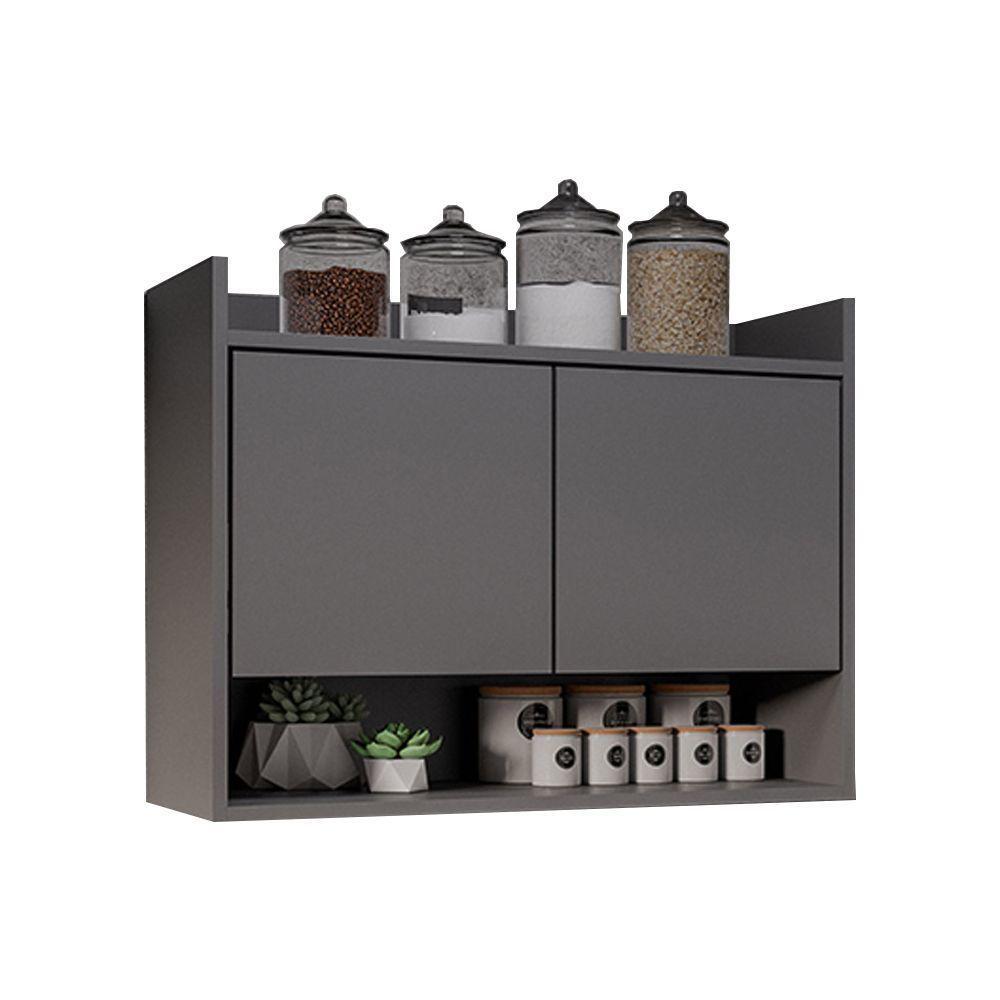 Armário De Cozinha Aéreo 70,5 Cm Com Nicho Colin Grafite M12 - D'rossi - 1