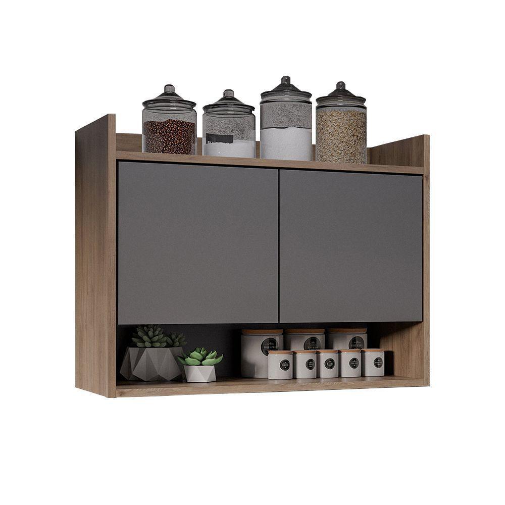 Armário De Cozinha Aéreo 70,5 Cm 2p Com Nicho Colin Freijó/grafite M12 - D'rossi - 1