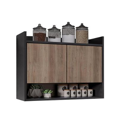 Armário De Cozinha Aéreo 70,5 Cm 2p Com Nicho Colin M12 - D'rossi Cor Preto E Freijó