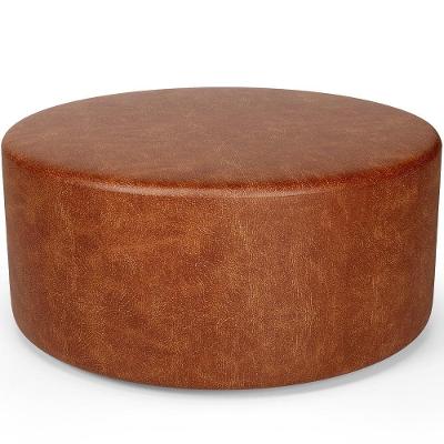 Puff Redondo Orgânico Para Living 90cm Lola W01 Couríssimo Camel - Lyam Decor