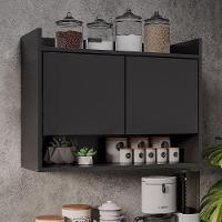 Armário De Cozinha Aéreo 70,5 Cm Com Nicho Colin Preto M12 - D'rossi - 4