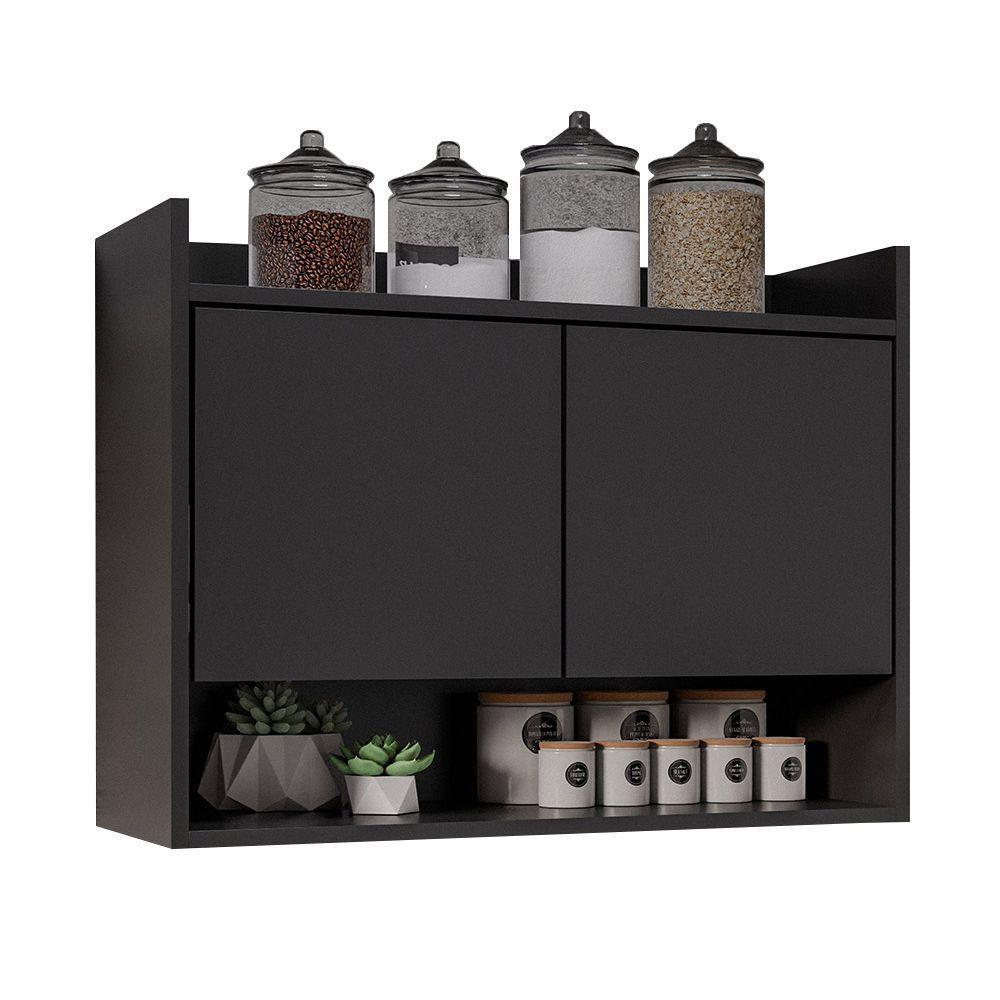 Armário De Cozinha Aéreo 70,5 Cm Com Nicho Colin M12 - D'rossi Cor Preto - 1