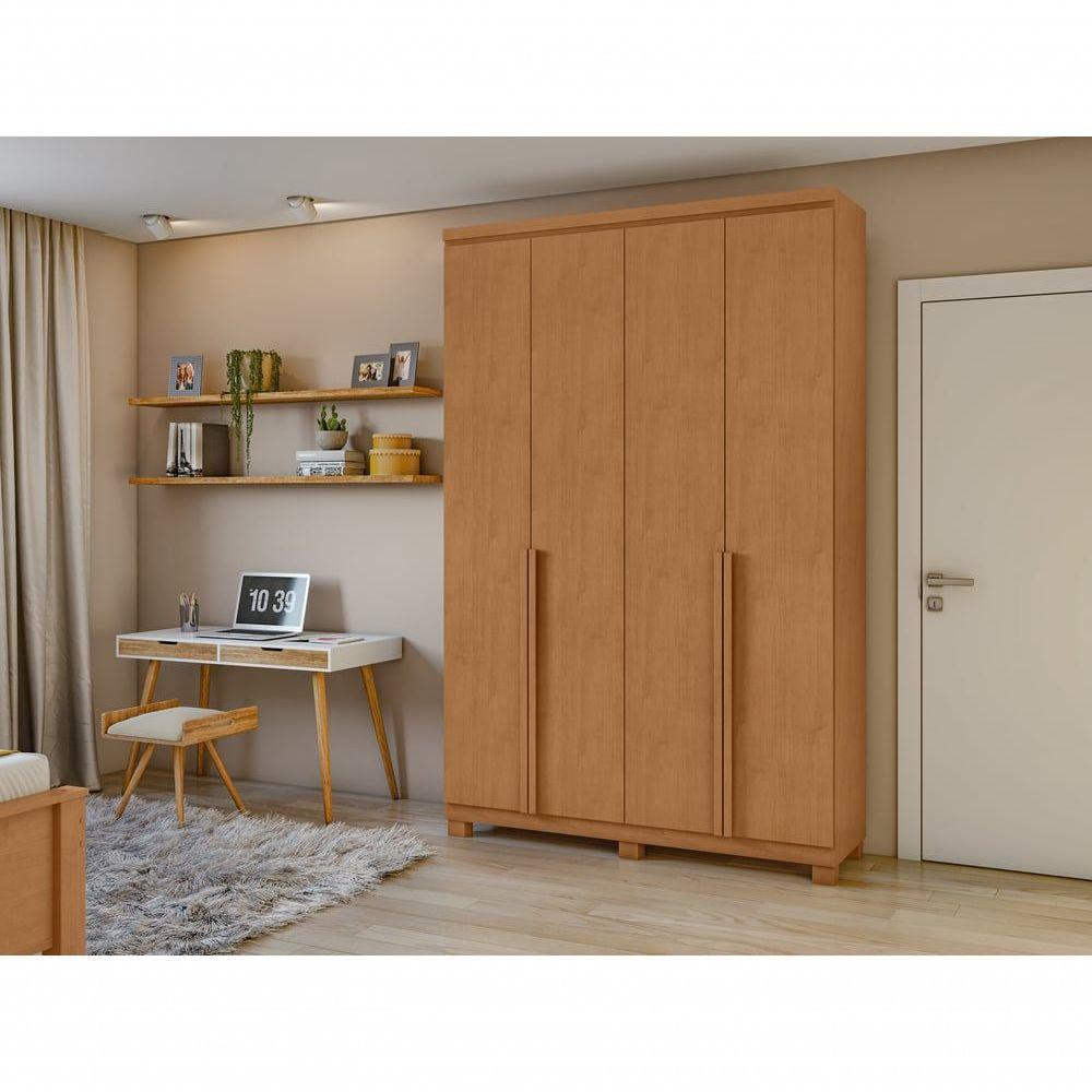 Guarda-roupas 4 Portas 2 Gavetas 100% Mdf Alonzo Sem Espelho E Com Pés Amendoa Clean - 4