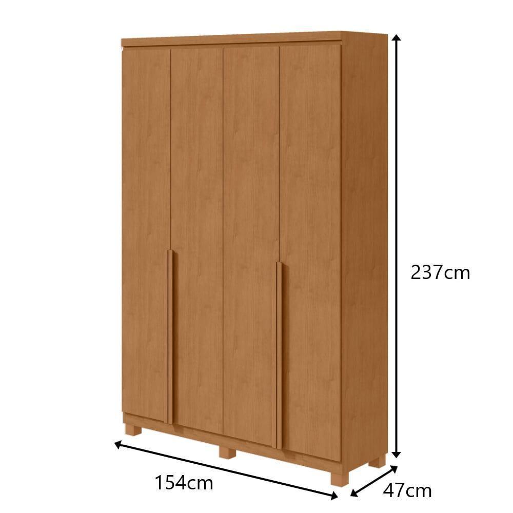 Guarda-roupas 4 Portas 2 Gavetas 100% Mdf Alonzo Sem Espelho E Com Pés Amendoa Clean - 6