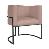 Kit Divã Luna 140cm Lado Esquerdo E 02 Poltronas Base De Ferro Preto Linho Rosê - 2