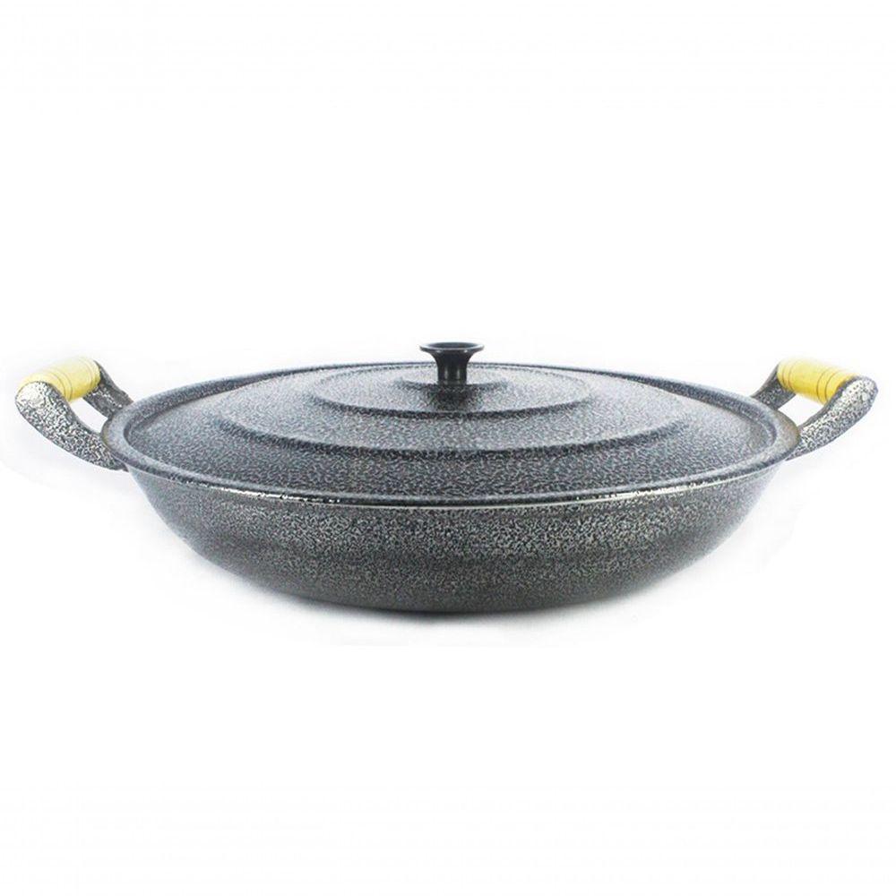 Frigideira Alumínio Fundido Craqueada Alça Madeira Preto - 1