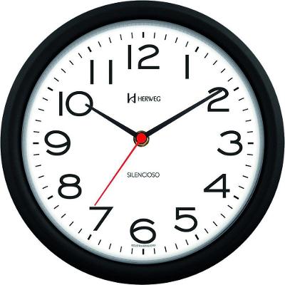 Relógio De Parede 22cm Silencioso Preto Herweg 660039 Preto