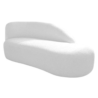 Divã Recamier Curvo Luna 140cm Lado Direito Suede - Doce Sonho Móveis Cor Branco