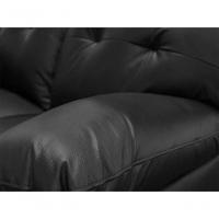 Conjunto Sofá De Couro Marselha 3 E 2 Lugares Preto Pigmentado - Mempra