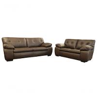 Conjunto Sofá De Couro Marselha 3 E 2 Lugares Marrom Pigmentado - Mempra - 1