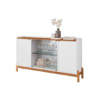 Aparador Buffet Bari Com 2 Portas E Pés De Madeira Maciça Branco cedro - 1