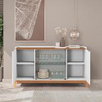 Aparador Buffet Bari Com 2 Portas E Pés De Madeira Maciça Branco cedro - 2