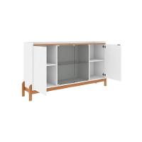 Aparador Buffet Bari Com 2 Portas E Pés De Madeira Maciça Branco cedro - 5