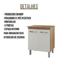 Balcão Multiuso Para Cozinha Serena 2 Portas Cor:savana Off White - 5