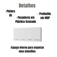 Armário Aéreo Mara 118 Cm 4 Portas Cor:branco - 6