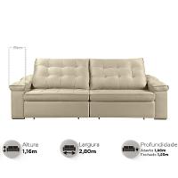 Sofá Retrátil Reclinável Houston 2,8m csr Studio Veludo Perola - 2