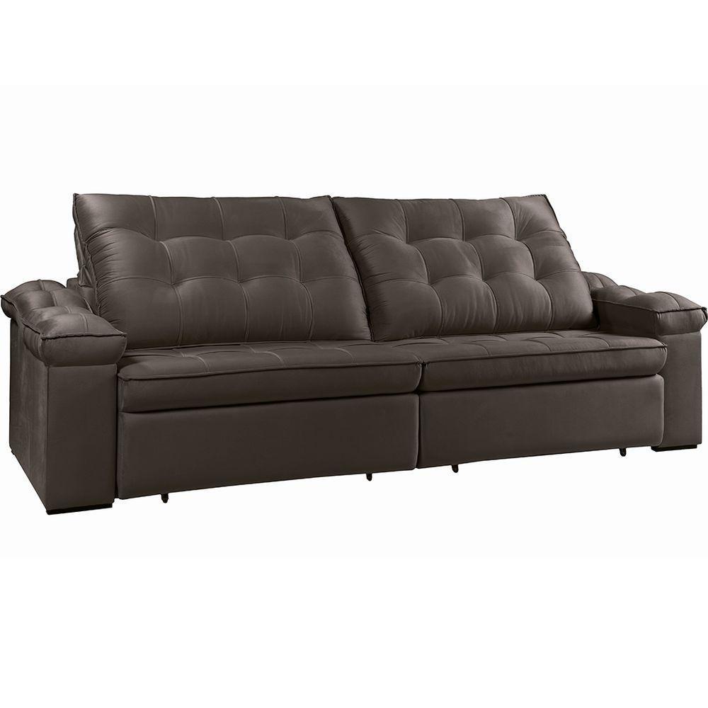 Sofá Retrátil Reclinável Houston 2,8m csr Studio Veludo Marrom - 8