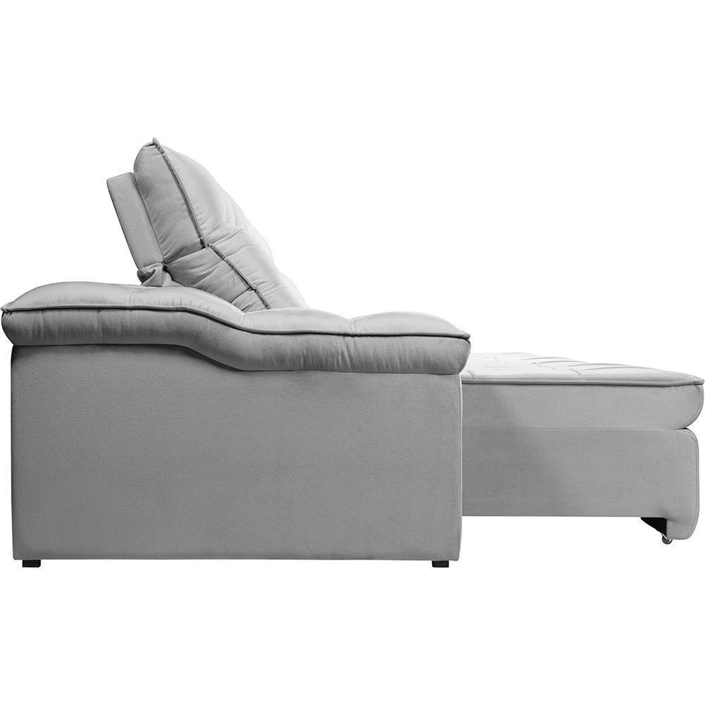 Sofá Retrátil Reclinável Houston 3m csr Studio Veludo Prata - 5