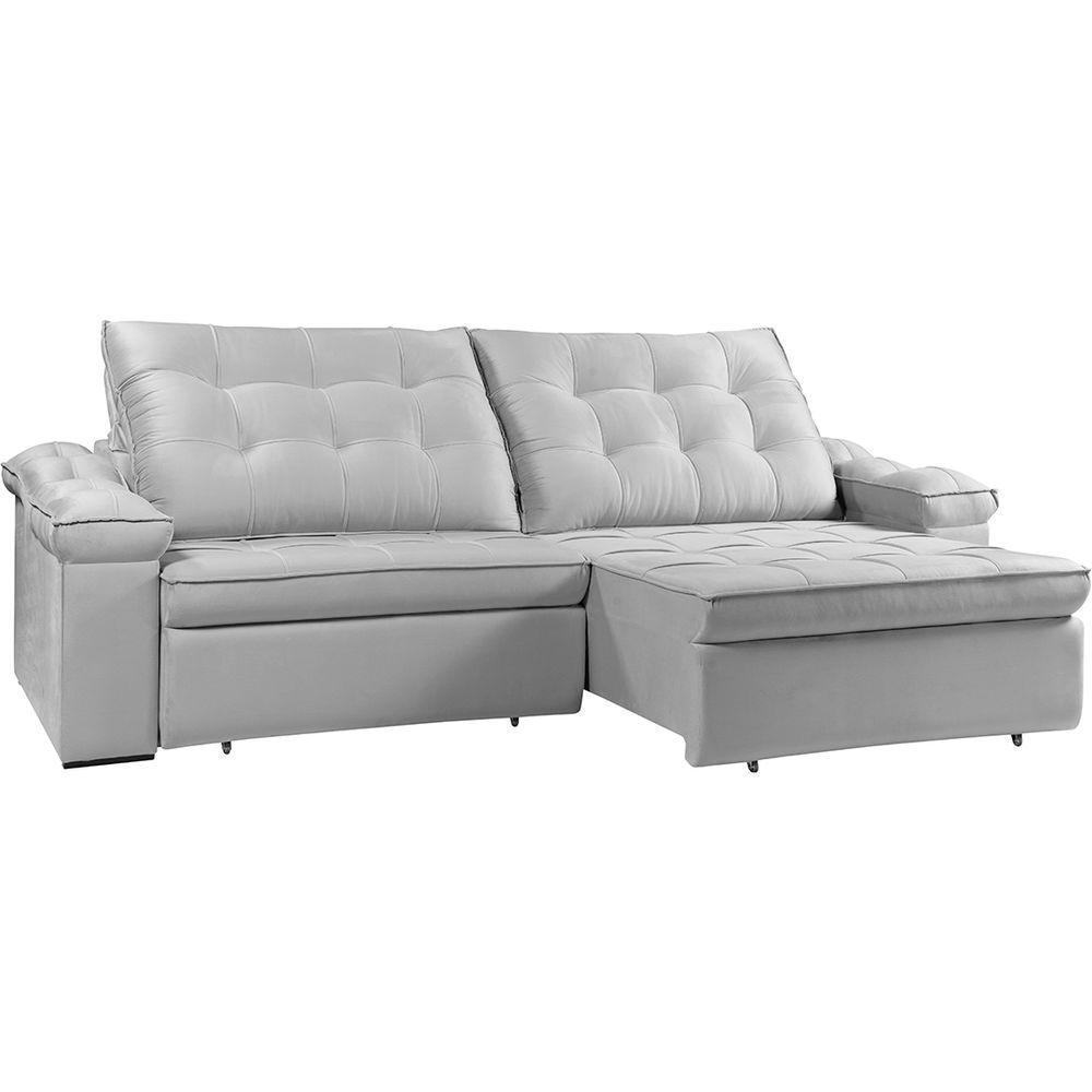 Sofá Retrátil Reclinável Houston 3m csr Studio Veludo Prata - 7
