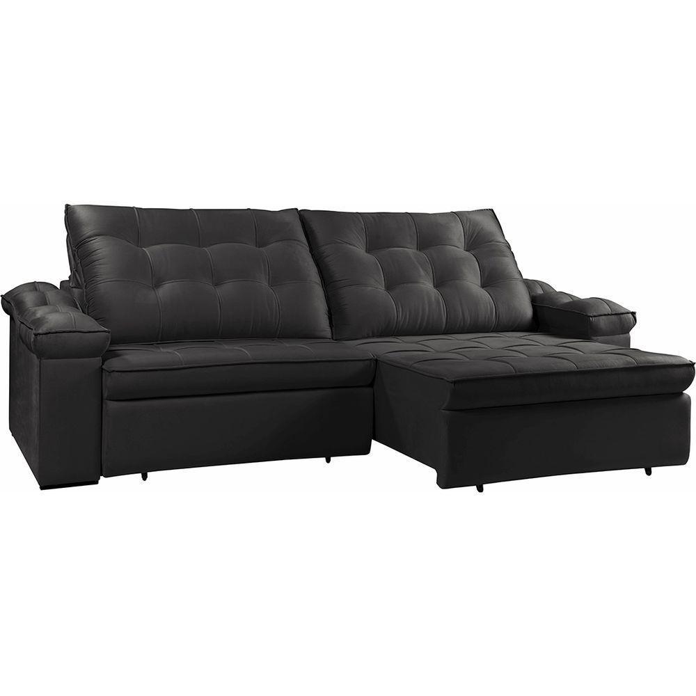Sofá Retrátil Reclinável Houston 3m csr Studio Veludo Preto - 5