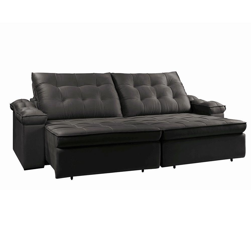 Sofá Retrátil Reclinável Houston 3m csr Studio Veludo Preto - 6