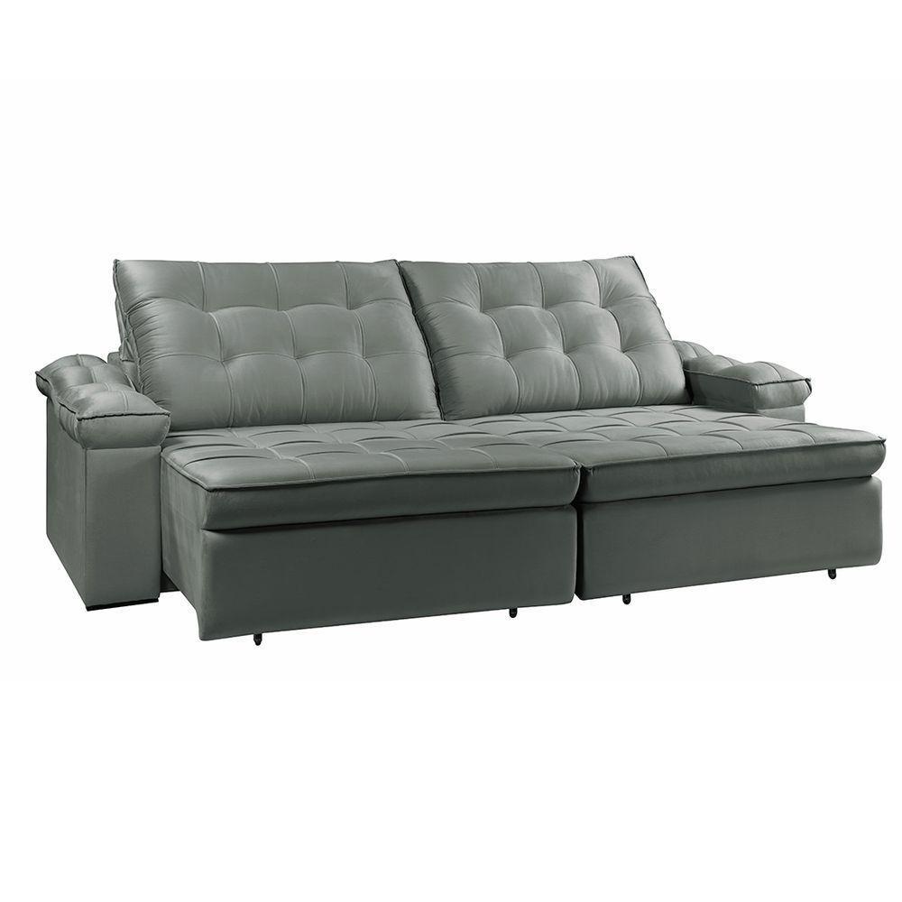 Sofá Retrátil Reclinável Houston 3m csr Studio Veludo Grafite - 7