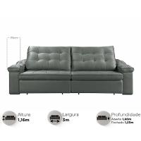 Sofá Retrátil Reclinável Houston 3m csr Studio Veludo Grafite