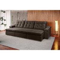 Sofá Retrátil Reclinável Houston 3m csr Studio Veludo Marrom - 7