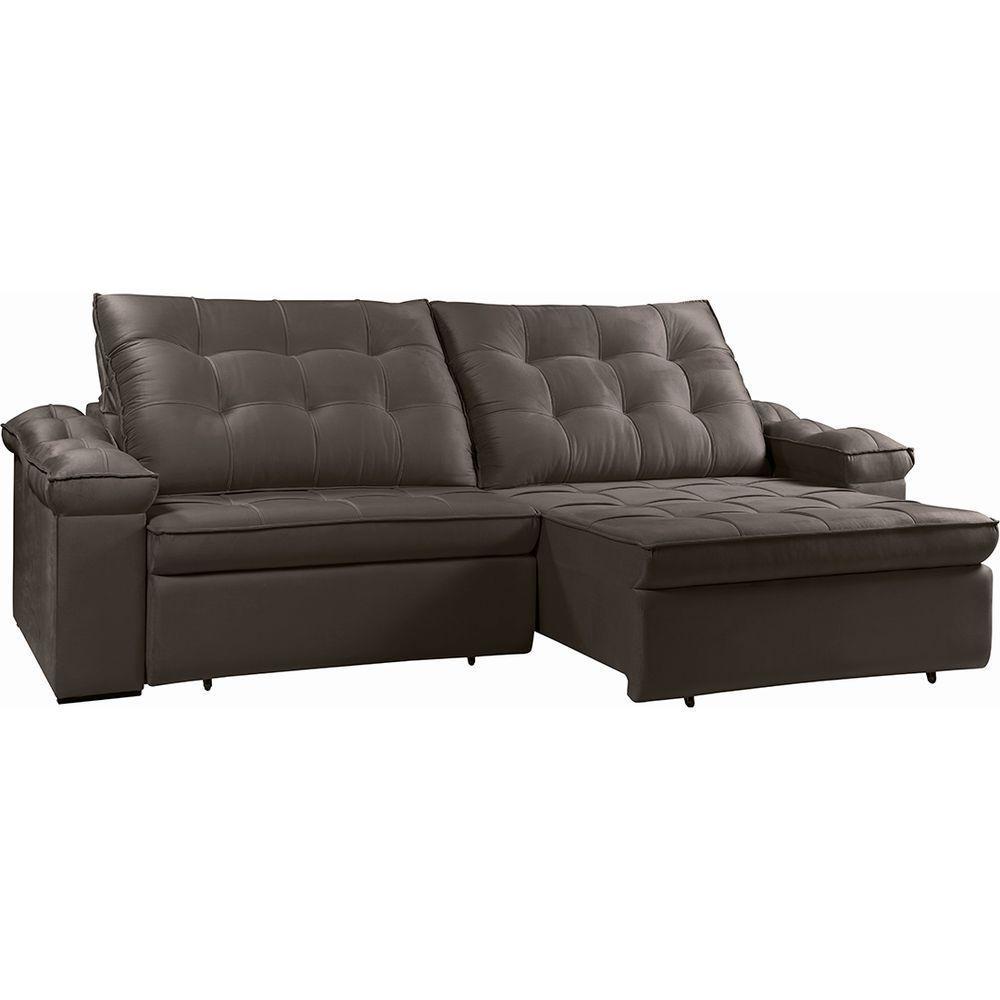 Sofá Retrátil Reclinável Houston 2,4m csr Studio Veludo Marrom - 8