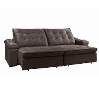 Sofá Retrátil Reclinável Houston 2,4m csr Studio Veludo Marrom - 6