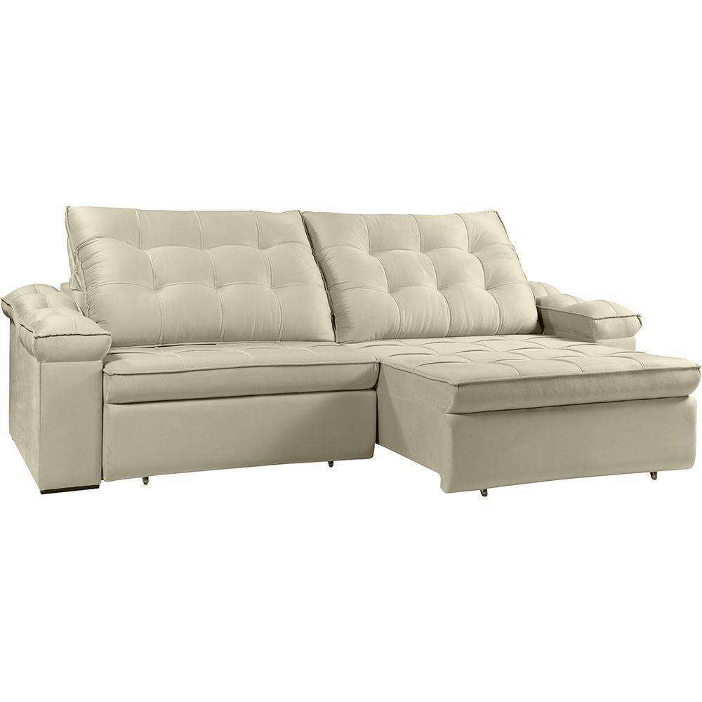 Sofá Retrátil Reclinável Houston 2,4m csr Studio Veludo Perola - 2