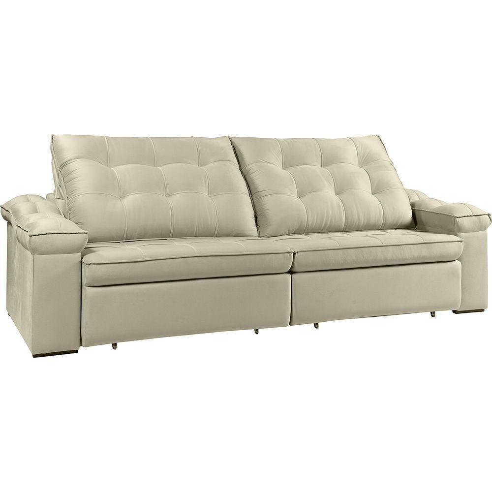 Sofá Retrátil Reclinável Houston 2,4m csr Studio Veludo Perola - 3