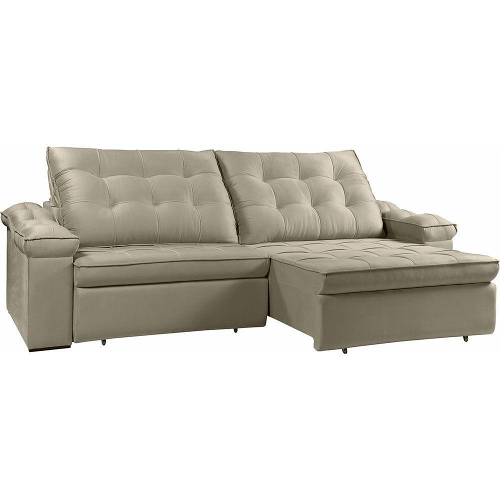 Sofá Retrátil Reclinável Houston 2,6m csr Studio Veludo Kaki - 6