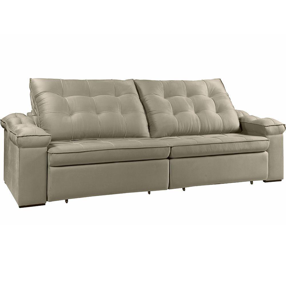 Sofá Retrátil Reclinável Houston 2,6m csr Studio Veludo Kaki - 7