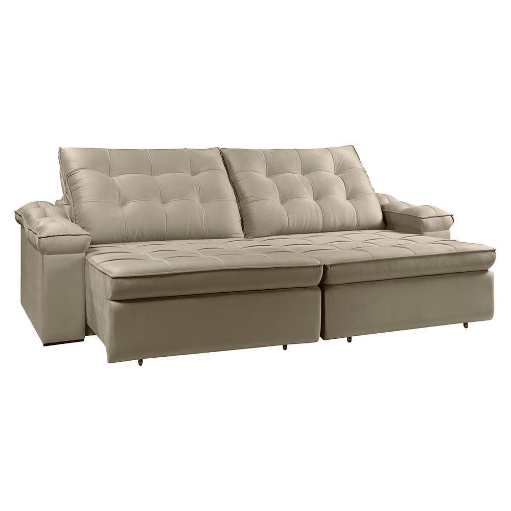 Sofá Retrátil Reclinável Houston 2,6m csr Studio Veludo Kaki - 8