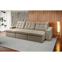 Sofá Retrátil Reclinável Houston 2,6m csr Studio Veludo Kaki - 5