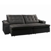 Sofá Retrátil Reclinável Houston 2,6m csr Studio Veludo Preto - 5