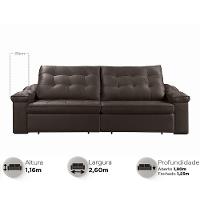 Sofá Retrátil Reclinável Houston 2,6m csr Studio Veludo Marrom - 2