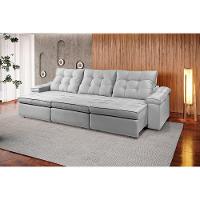 Sofá Retrátil Reclinável Houston 2,8m csr Studio Veludo Prata - 3