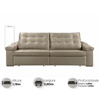 Sofá Retrátil Reclinável Houston 2,8m csr Studio Veludo Kaki - 8