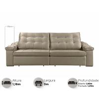 Sofá Retrátil Reclinável Houston 3m csr Studio Veludo Kaki - 2