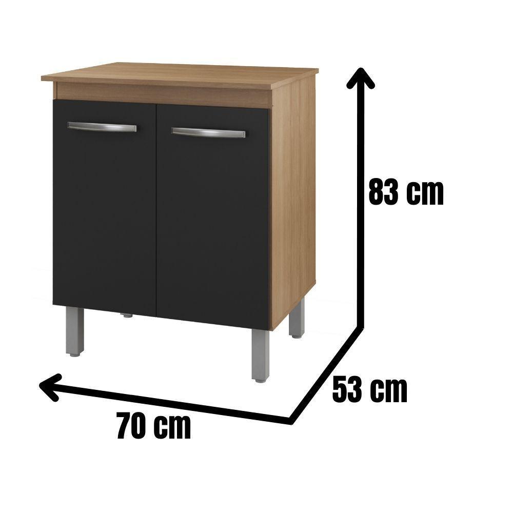Balcão Multiuso Para Cozinha Serena 2 Portas Cor:savana Preto - 4