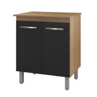 Balcão Multiuso Para Cozinha Serena 2 Portas Cor:savana Preto - 1