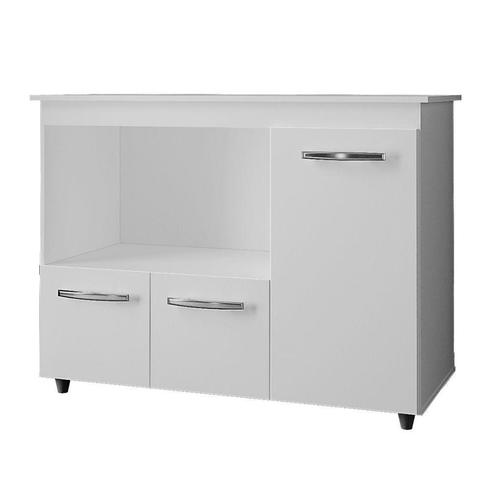 Balcão Multiuso Para Cozinha Liza 3 Portas Cor:branco - 1