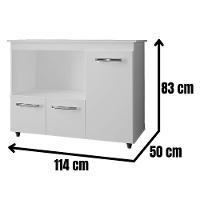 Balcão Multiuso Para Cozinha Liza 3 Portas Cor:branco