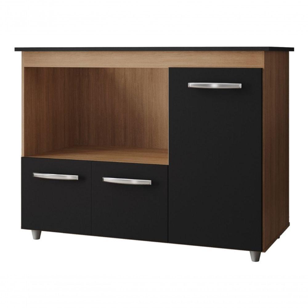 Balcão Para Cooktop Ana 5 Bocas 3 Portas Moblis Cor:savana Preto - 1