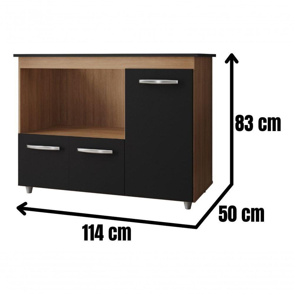 Balcão Para Cooktop Ana 5 Bocas 3 Portas Moblis Cor:savana Preto - 5